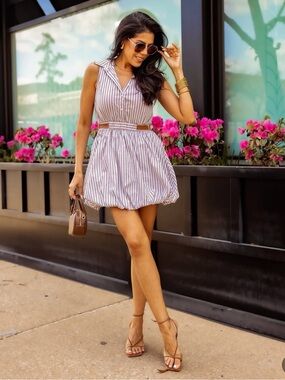 laurita shirred mini dress brown check Brown Gingham Shirred Martha Mini Dress